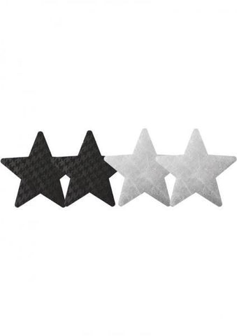 Private Plain Stars Pasties Black &amp; White 2 Pack