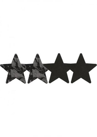 Satin Lace Stars Pasties Gray &amp; Black 2 Pack
