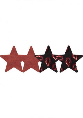 Pure Passion Stars Pasties Red &amp; Black 2 Pack