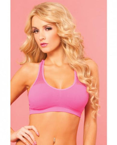 Pink Lipstick Sweat Sporty Breathable Mesh Offers Cooling Support W/removable Pads Pink M/L