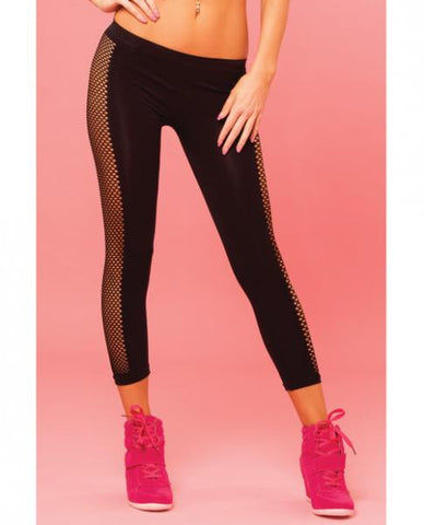 Pink Lipstick Sweat Side Net  Stretch Pant For Support &amp; Compression Black M/l