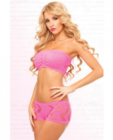 Side Game Seamless Bandeau Set Pink O/s