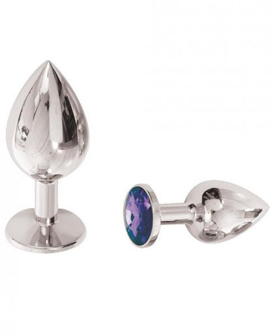 Stainless Steel Butt Plug Blue Crystal Set Of 2