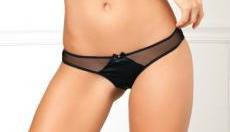 Rene Rofe Crotchless Fishnet Panty Black S/M