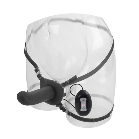 7 Function Silicone Dual Action Strap On - Black