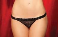Show Girl Dazzling G-String w/Sequin Waistband &amp; Fishnet Crotch Black SM