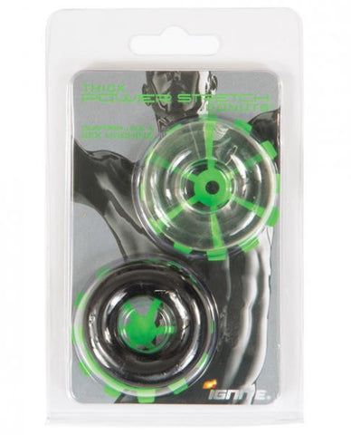 Thick Power Stretch Donuts 2 Pack Black&amp;#44; Clear Rings