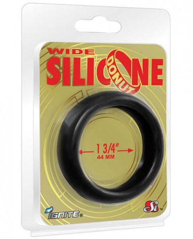 Wide 1.75&quot; Silicone Donut Black Ring
