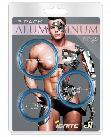 Aluminum Metal Ring Cobalt Blue 3 Pack