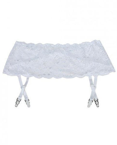 Stretch Lace Garter Belt White O/S