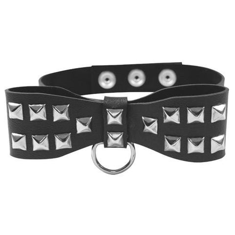 S&amp;M Studded Bow Tie Collar