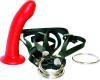 Menage a trois for two harness and dildo set