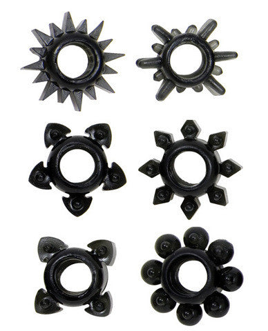 Tower of power cock rings - black pack of 6