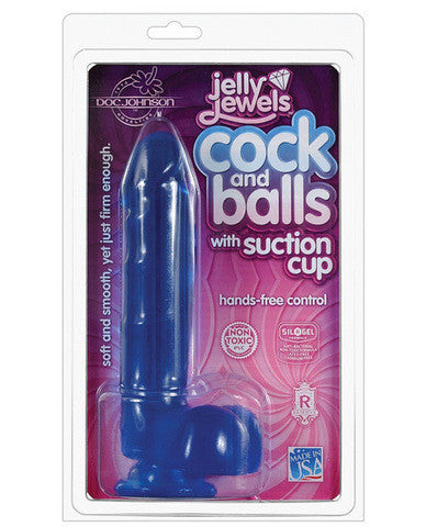 Jelly Cock and Balls Suction Cup Blue