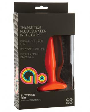 Glo vibrating slim anal plug - orange