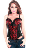 Black Red Fashion Valentine Ruffled Lace Trim Corset Top