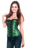 Green Fishnet Satin Casual Party Corset Top