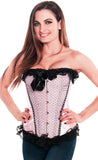 Womens Pink Front Bow Satin Valentine Party Corset Top