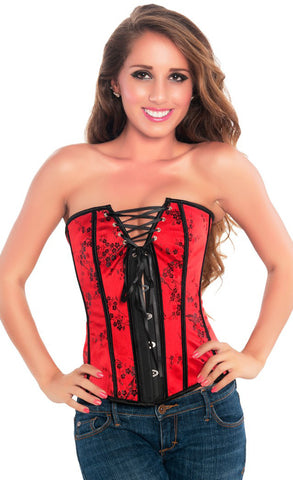 Red Geisha Womens Valentine Floral Corset Top