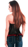 Valentine Red Burlesque Lace Trim Overbust Corset Top