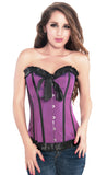 Elegant Purple Lace Trim Fashion Corset Top