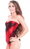 Fiery Red Lace Overlay Womens Overbust Valentine Corset Top