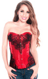 Fiery Red Lace Overlay Womens Overbust Valentine Corset Top