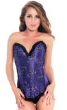 Purple Overbust Floral Satin Fashion Corset Top