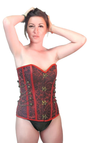 Womens Designer Steampunk Steel Boned Valentine Red Corset Top