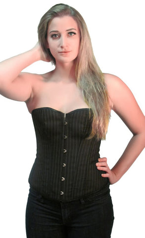 Pinstripe Office Wear Brocade Fashion Corset Top