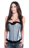 Elegant Satin Blue Overbust Clubwear Party Corset Top