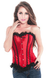 Valentine Red Steel Busk Closure Satin Corset Top