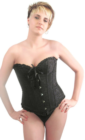 Elegant Black Embroidered Steel Busk Corset Top