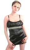 Black Lycra Mini Dress with Rhinestone Belt