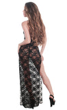 Black Long Lace Flowing Sheer Valentine Day Dress