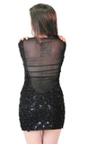 Womens Black Sequin Valentine Day Party Dress