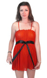 Soft Mesh Ruched Red BabyDoll