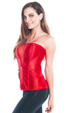 Side Zipper Valentine Red Hot Deep V Cut Satin Corset Top