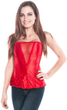 Side Zipper Valentine Red Hot Deep V Cut Satin Corset Top