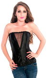 Classic Black Deep V Satin Strapless Corset Top