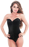 Classic Steel Boned Black Velvet Front zipper Overbust Corset Top