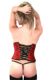 Spicy Red Brocade Valentine Underbust Corset Top