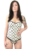 Elegant White Black Polka Dot Womens Valentine Corset Top