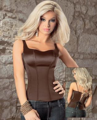Smooth and comfy adjustable strap zip side corset carmel cafe 32