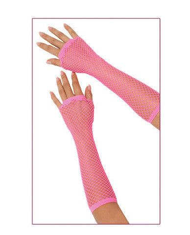 Long fishnet gloves - fuschia