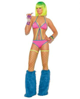 Neon Nites Lycra Teddy w/Ruched Back Neon O/S
