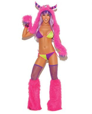 Neon Nites Lycra String Bra Top and Panty w/Side Closure Neon O/S