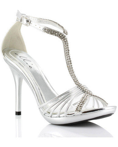 Ellie shoes majestic 4in strappy open toe w/crystals silver seven