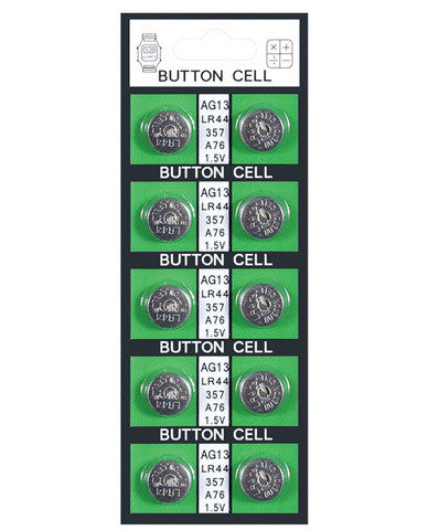 Button Batteries (card of 10) AG13&amp;#44; 1.5 volts