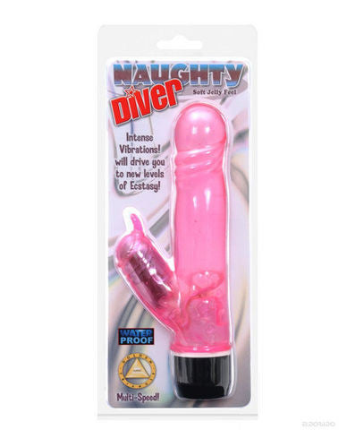 Naughty diver&amp;#44; waterproof corded jelly vibe - pink